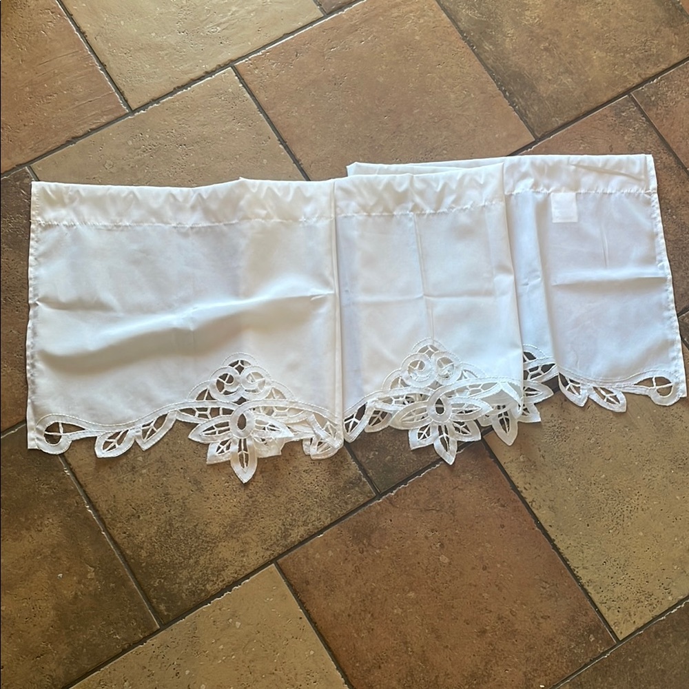 Elegant White Eyelet Trim Curtains